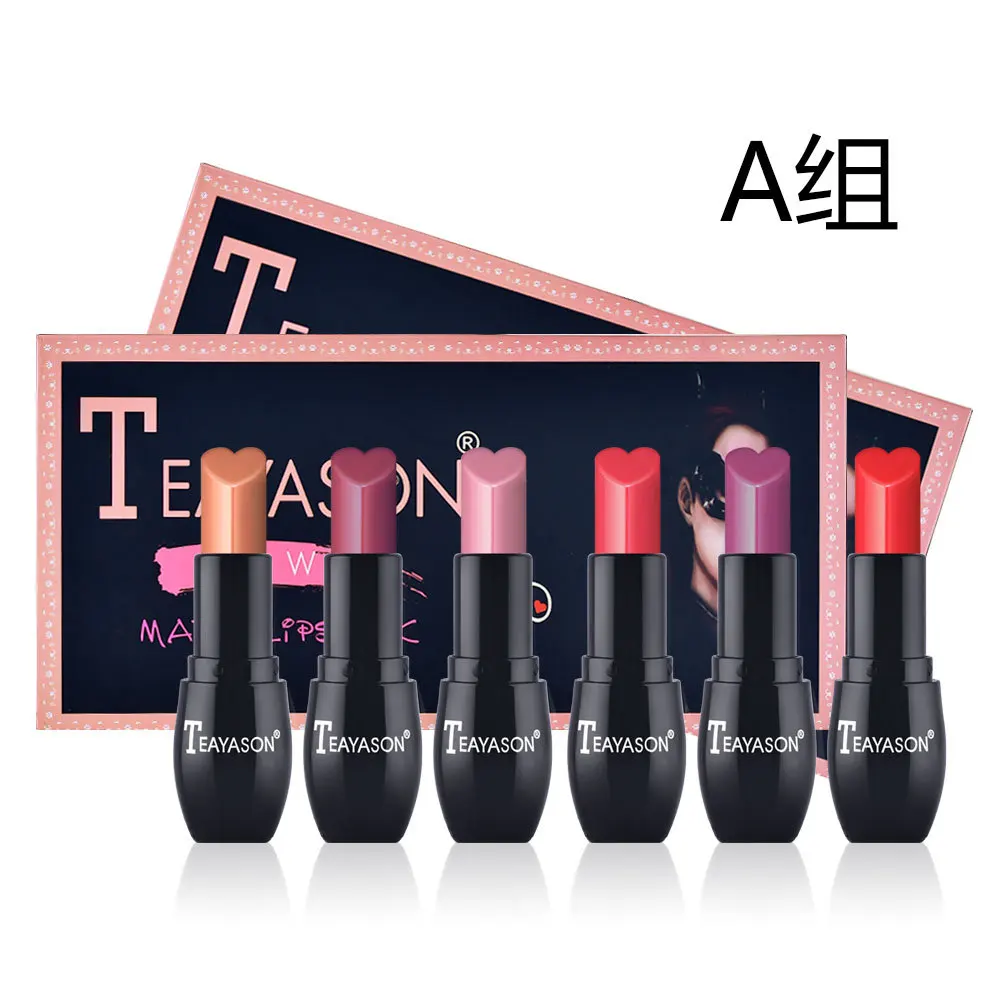 Красочный Макияж Губная помада набор 6 шт. с подарочной коробкой сердце губ Крем