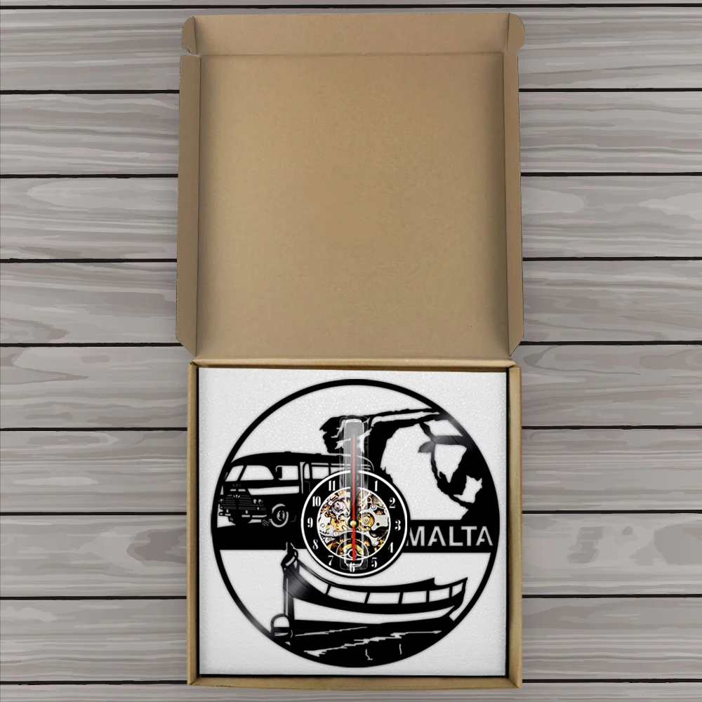 Настенные часы с виниловой пластиной винтажные в стиле Республики Мальта для