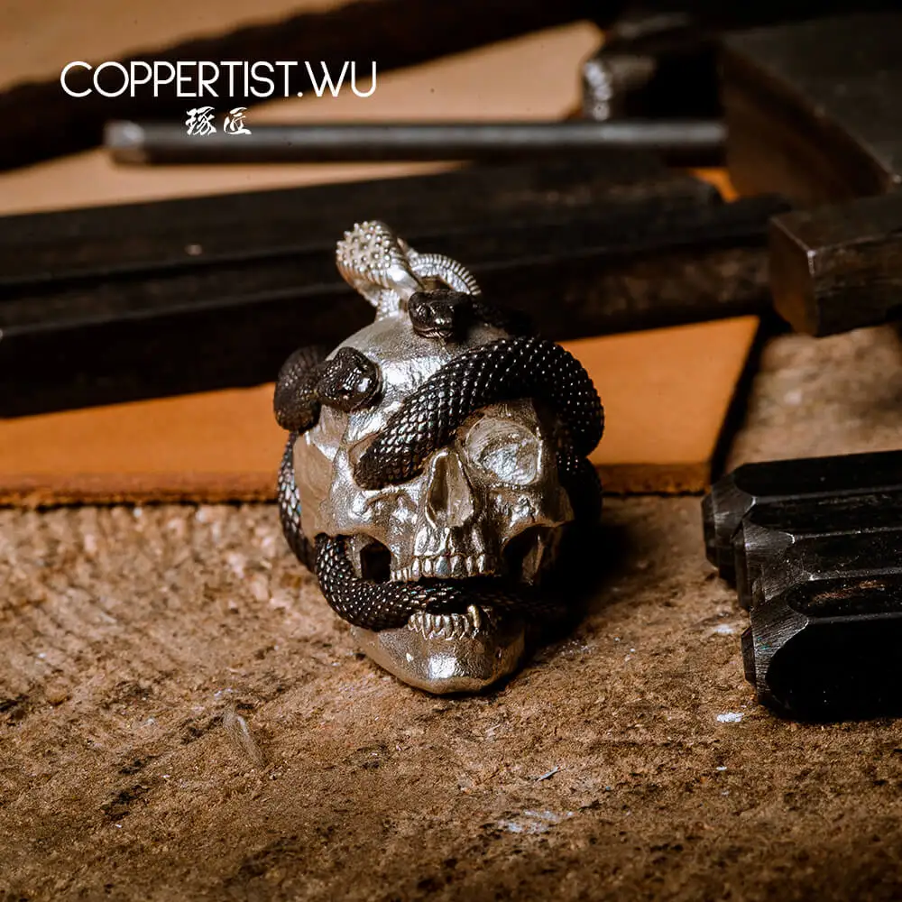 Кулон в виде черепа и змеи COPPERTIST.WU S925 Серебряное ювелирное изделие Ограниченная