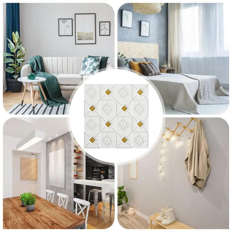 

3D Wall Stickers Ceiling Sticker Roof Decoration Foam Wallpaper Stereo Waterproof DIY TV Background Wallpaper Decoration Sticker