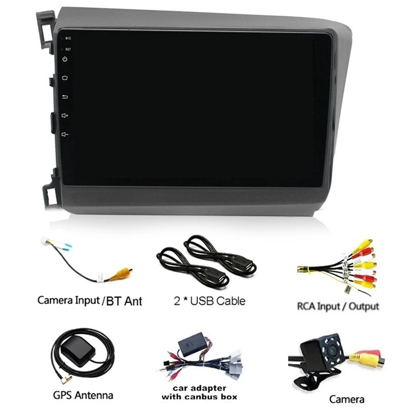 Автомобильный MP5-плеер 2DIN 9 дюймов GPS-радио Bluetooth Wi-Fi стерео FM для Honda Civic 2012-2015 Android 1