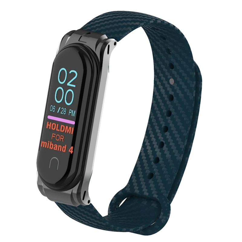 Красочное углеродное волокно mi Band 4 ремешок для mi Band 4 Xiao mi Band 4 с металлической основой спортивный браслет для mi Band 3 замена