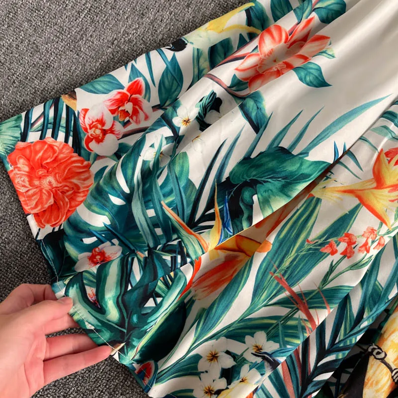 

YIZZHOY New Summer Women Sexy Spaghetti Bow Floral Print Dress Vintage Ladies Square Collar Chiffon Vacation Beach Short Dress