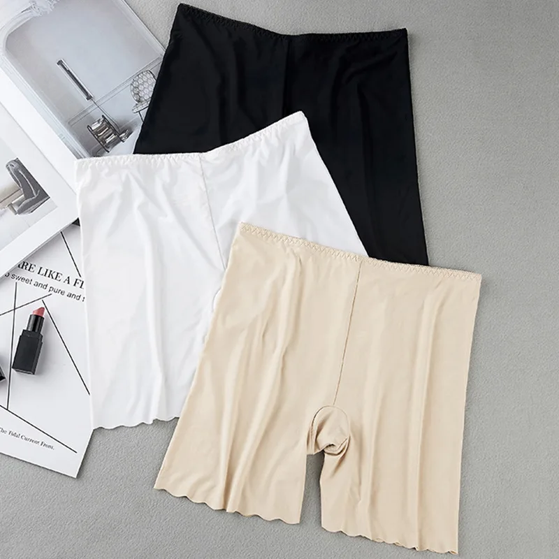 Шорты боксеры женские бесшовные шелковые безопасные короткие штаны из ледяного