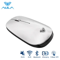 aula sc800 wireless mouse bluetooth usb 2400dpi 2 4ghz optical mute ergonomic portable ultra thin cordless mice for home office