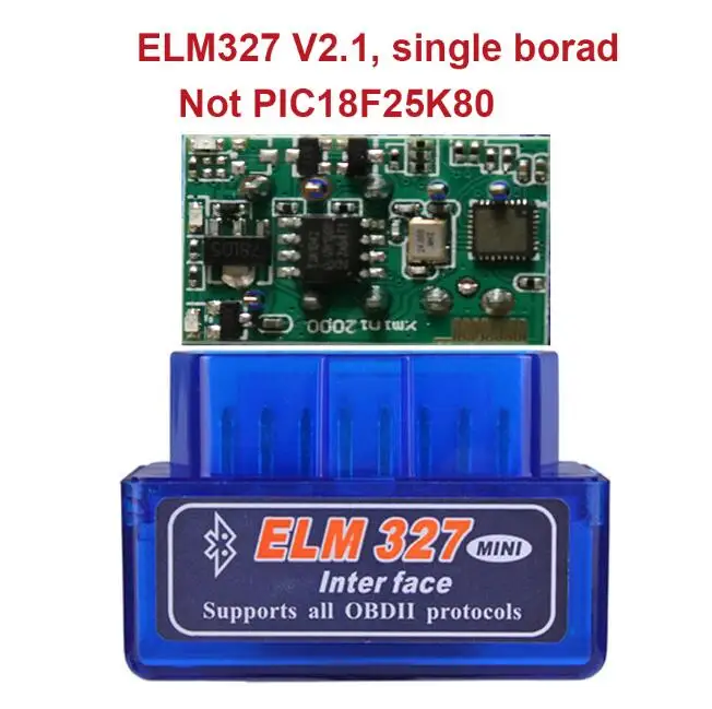 Профессиональный ELM327 V1.5 PIC18F25K80 Мини ELM 327 Bluetooth V1.5 OBD2/OBDII для Android Крутящий момент Автомобильный сканер кода - Цвет: V2.1