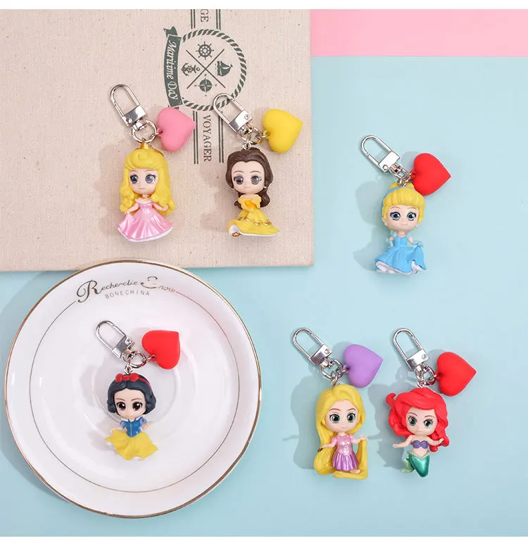 Брелок для ключей Принцессы Disney аниме фигурка Белоснежки Ариэль Золушка