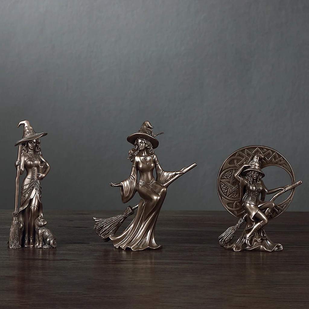 

3/Set Resin Nordic Witch Figurines Wizard Crafts Desktop Sculpture Figurines Office Bookshelf Tabletop Statue Collectible Decor