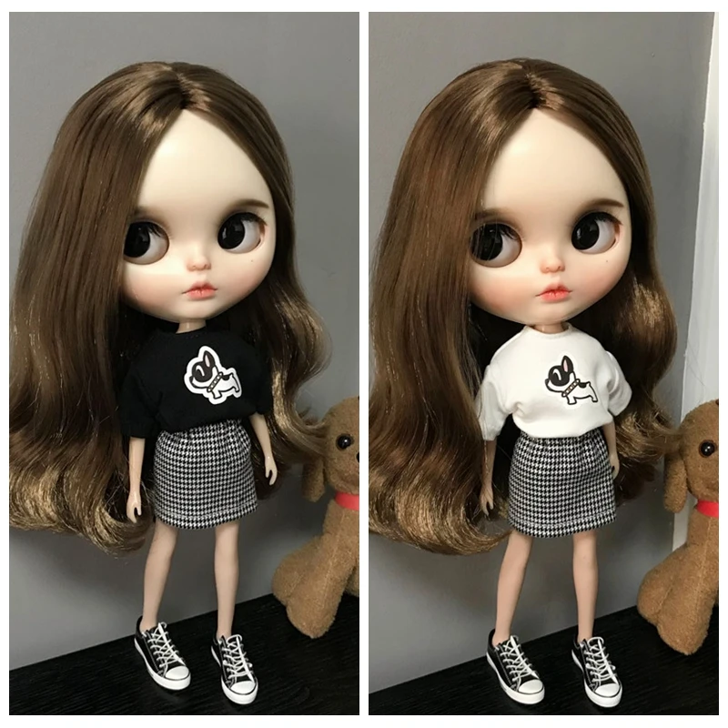 2 шт. мультяшная кукла Blyth футболка + юбка для Барби платье ob24 blyth pulгуб azone 1/6