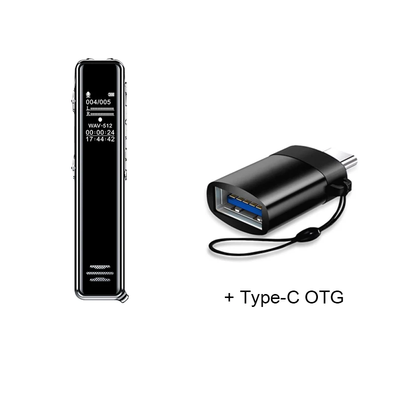 Type-c STTWUNAKE Мини цифровой диктофон маленький звукозаписывающий диктофон Голосовая активация запись конференц-класс аудио контейнер - Цвет: Type-c