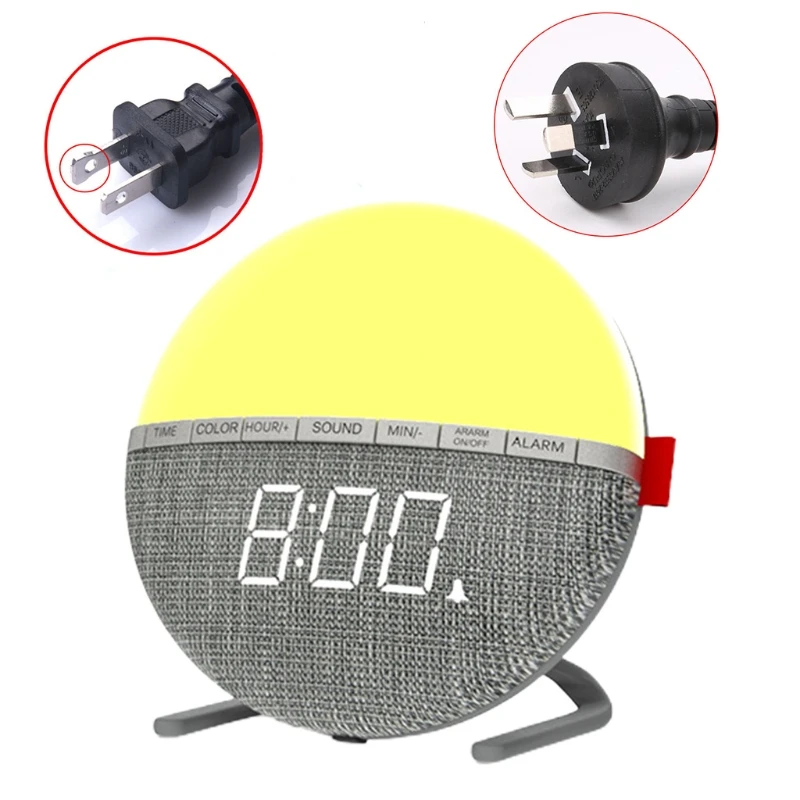 

67JA Wake-Up Light,Night Light Clock Alarm,Sleep Music Alarm Clock,Color Changing Night Light Alarm Clock,Digital Fabric Alarm