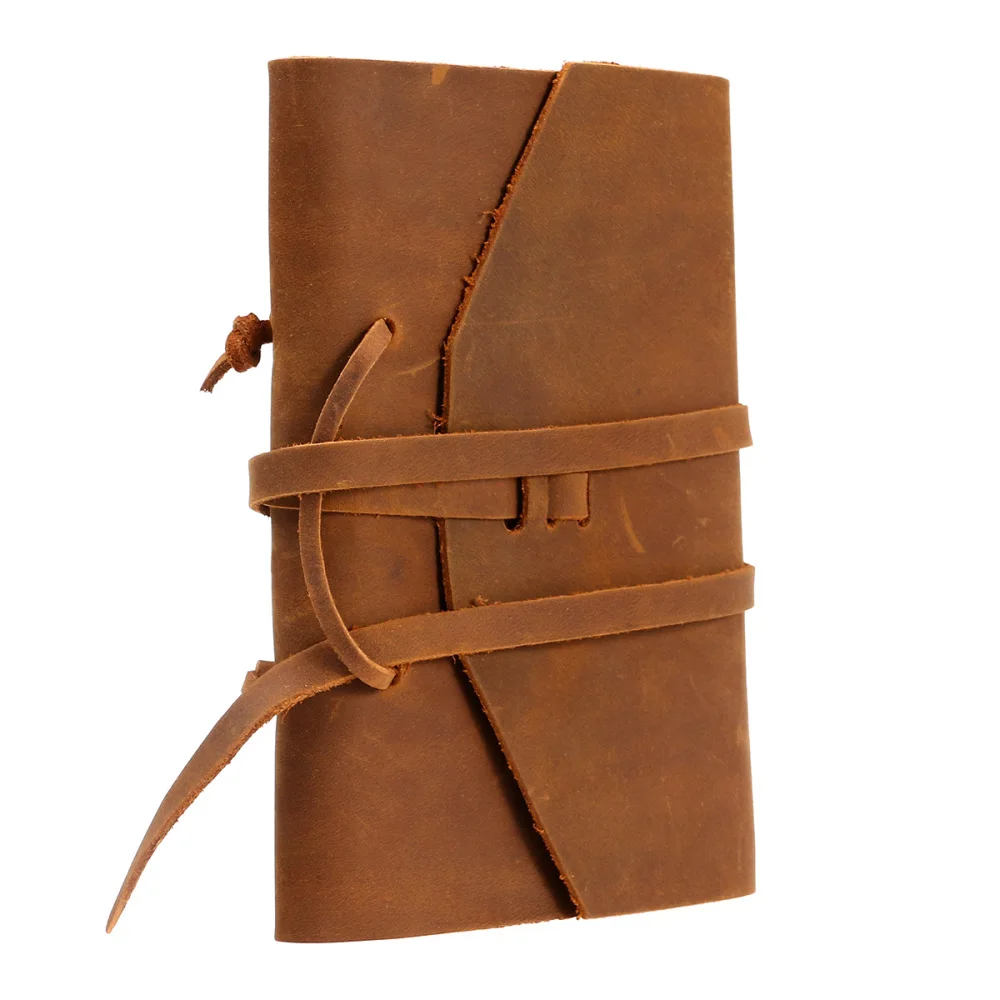 

Classic Leather Notebook Antique Diary Journal with Binding Rope for Gift (Brown)