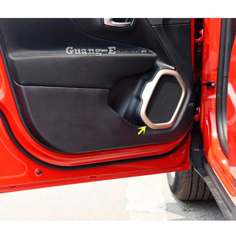 

Для Jeep Renegade 2016 2017 2018 2019 2020 автомобилей детектор Stick АБС-пластик хромированная внутри двери аудио говорить звук кольцо крышки отделка 4 шт.