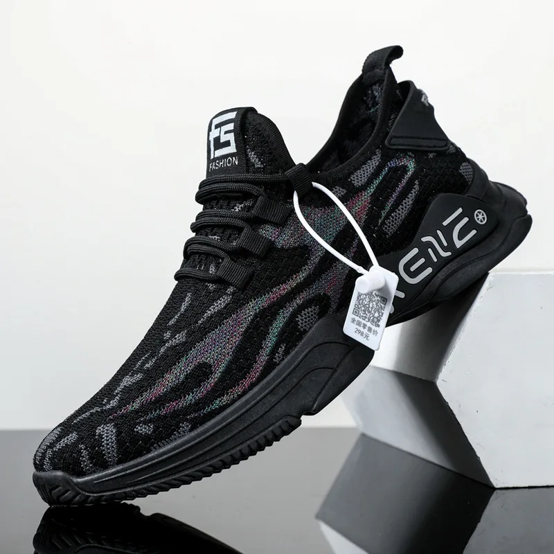 

dy16 vip New men's shoes spring 2021 cross-border breathable flying woven men's casual sports shoes trend running shoes