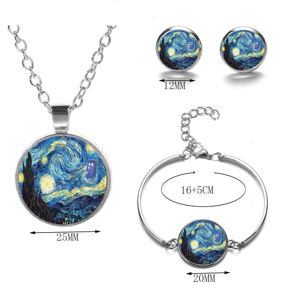 

Fairy Tale The Little Prince Theme Jewelry Sets Silver Color Handmade Art Photo Glass Cabochon Necklace Bracelet Earrings