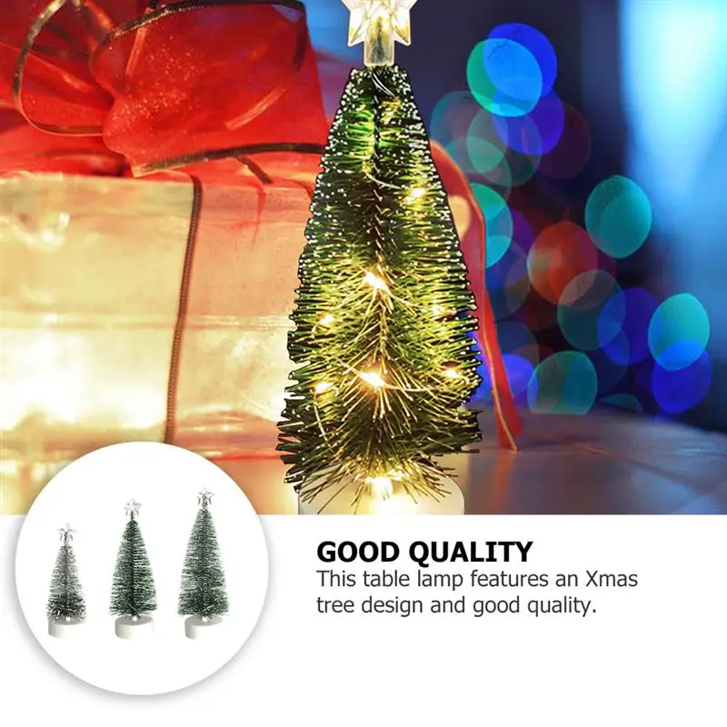 

3Pcs Lovely Christmas Decorations Indoor Xmas Tree Shape LED Lights (Green)