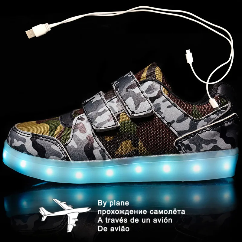 

Fashion 25-37 Led Children's Sneakers Kids shoes USB Charging Lighted Luminous Sneakers Boy/Girls LED lights glow Children Shoes