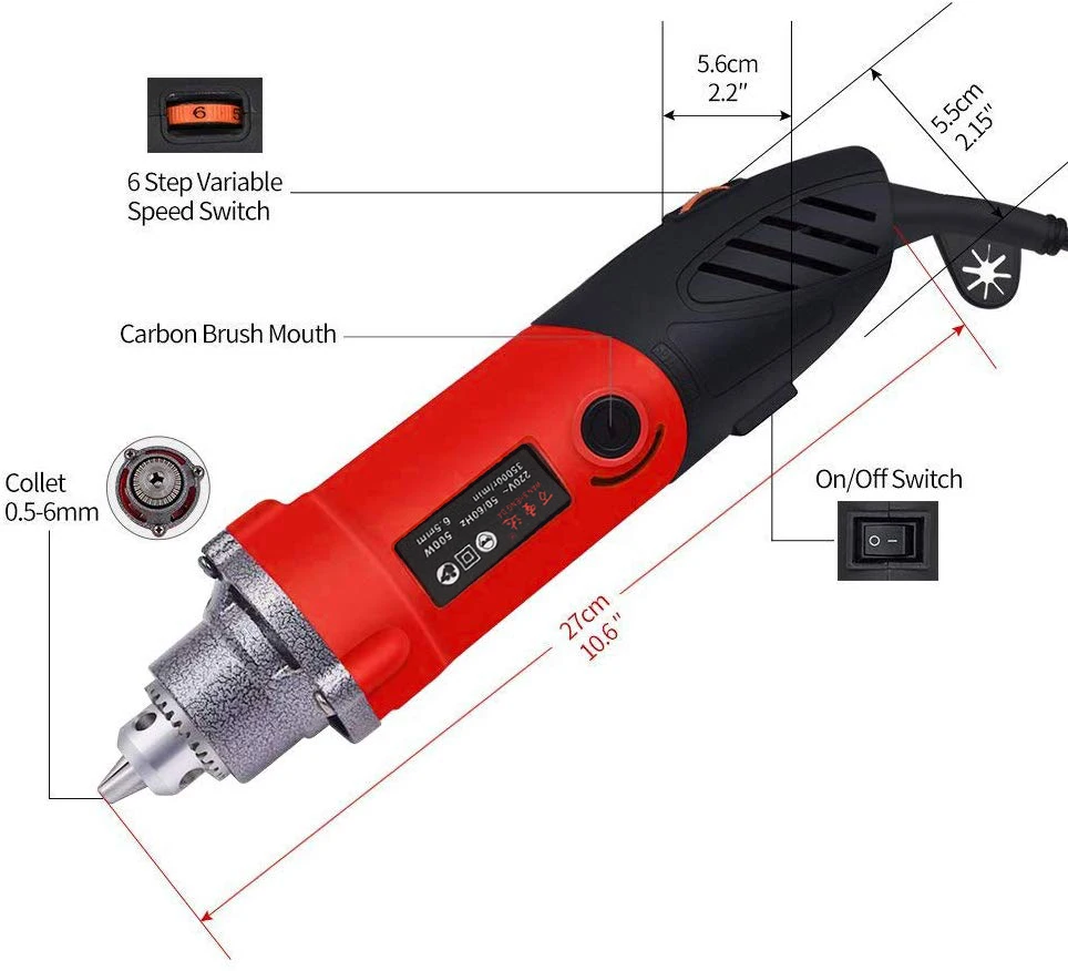 FGHGF 220 V 500W гравер мини Электрический точильный инструмент Аксессуары регулировка скорости дрель шлифовальный станок фрезерный Полировочный, поворотный инструмент