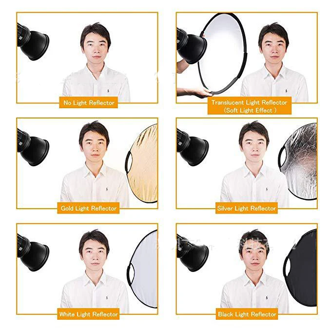 Портативный складной светильник 110 см 5 в 1 Круглый отражатель для фотосъемки