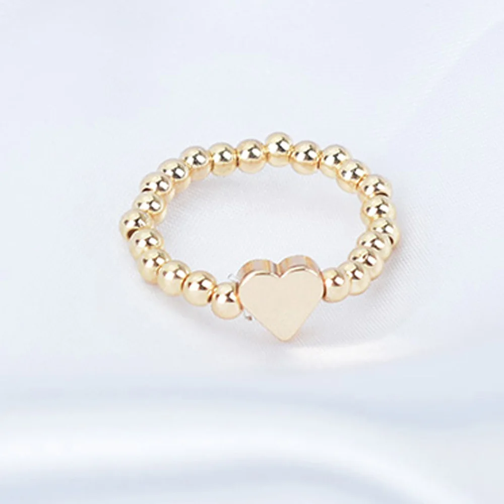 Новый корейский золото бусина серебряного цвета в форме сердца кольца для женщин