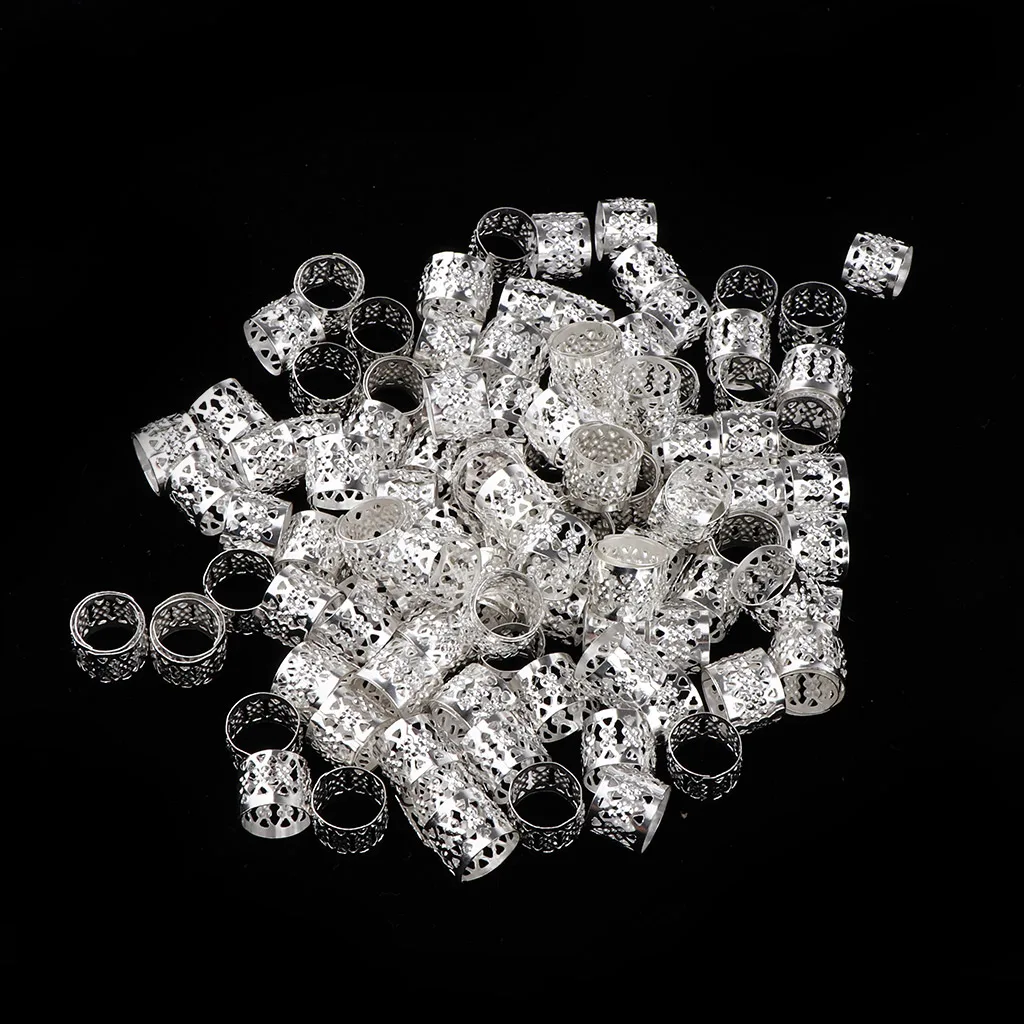

100 Pieces/lot Hair Rings Braid Rings Hair Hoops Hair Loop Clips Metal Cuffs