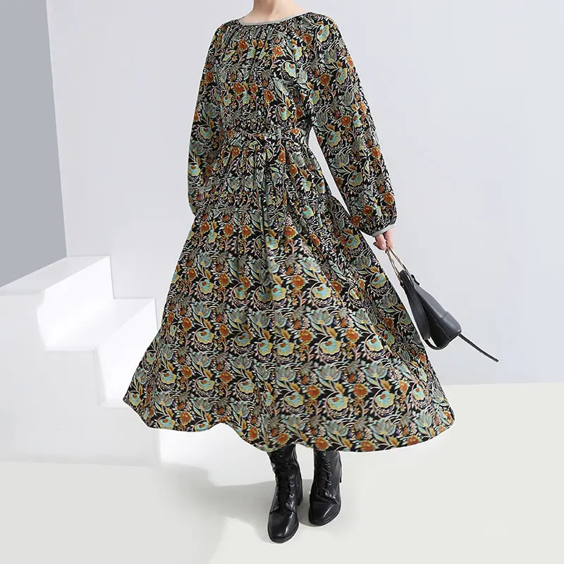 XITAO Плиссированное Платье с принтом женское Модное Новое винтажное Бандажное