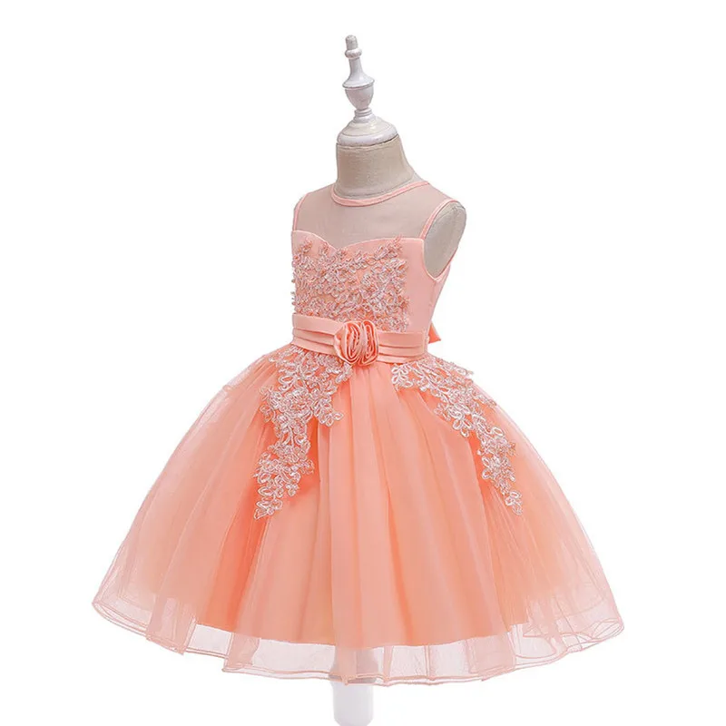 Orange Платье на день рождения для новорожденных девочек 1 год кружевное фатиновое платье на крестины для маленьких девочек милые вечерние платья принцессы для малышей - Цвет: Orange