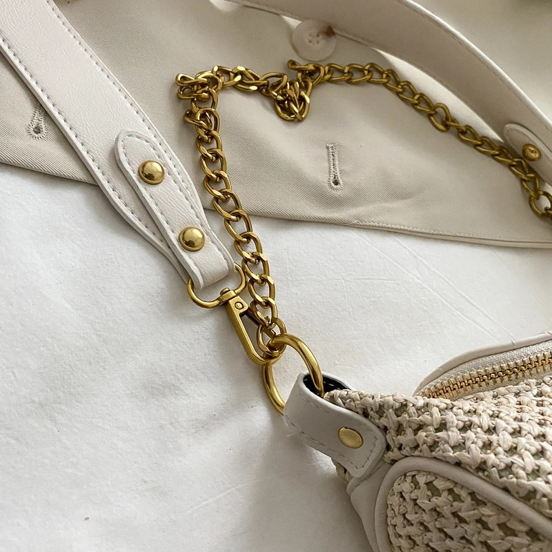 

Straws Bags for Women 2021 Chains Shoulder Bag Female Leather Crossbody Bags for Women Messenger Handbags Top Handle Bag New