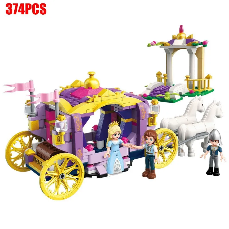

Enlightenment Toys Romantic Princess Carriage Friends Girls Castle Building Blocks City Bus Bricks Kids Halloween New Year Gift