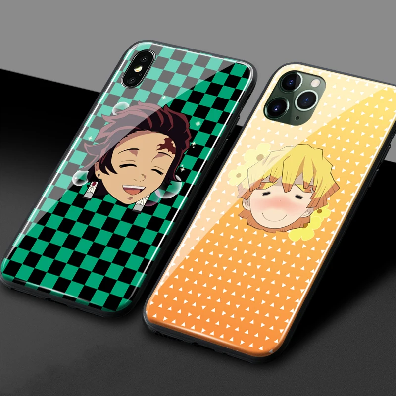 Чехол для телефона kimetsu no yaiba Tanjiro Zenitsu Inosuke мягкий силиконовый стеклянный чехол