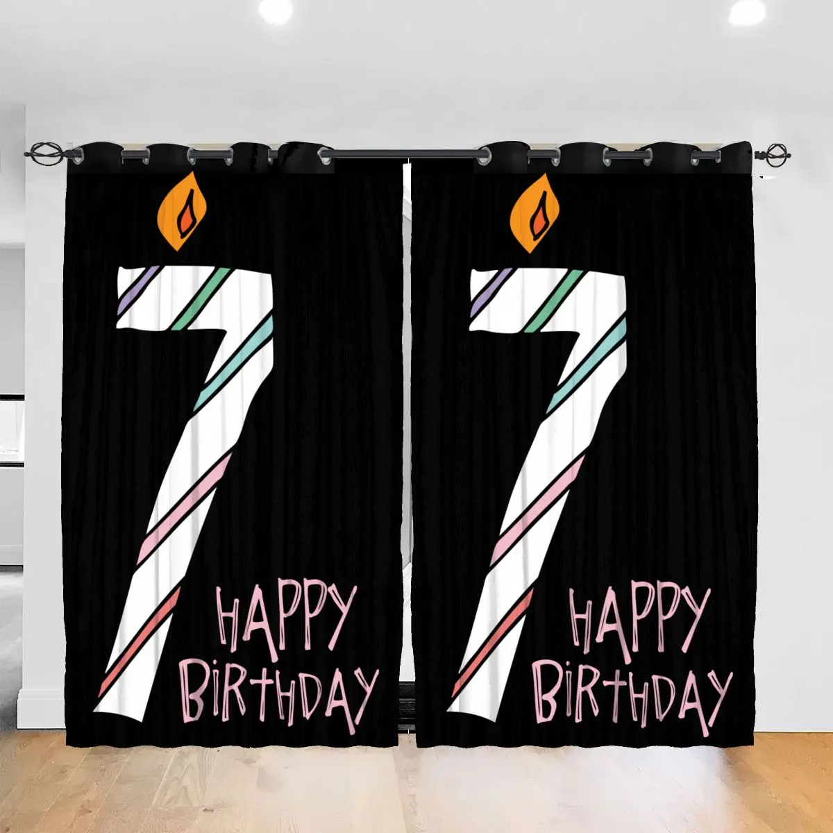 Солнцезащитная Штора для гостиной с номером 7 Take A Cake 7th birthday party Light затемненная