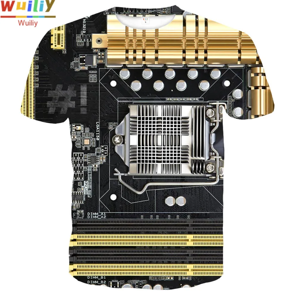 

Motherboard T-shirt For Men Summer Processor Graphic 3D Print Tees Sport T Shirt 2021 New Tops