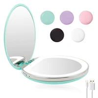 5 color 3x magnifying vanity mirror with lights mini round portable led makeup mirror usb chargeable make up mirrors