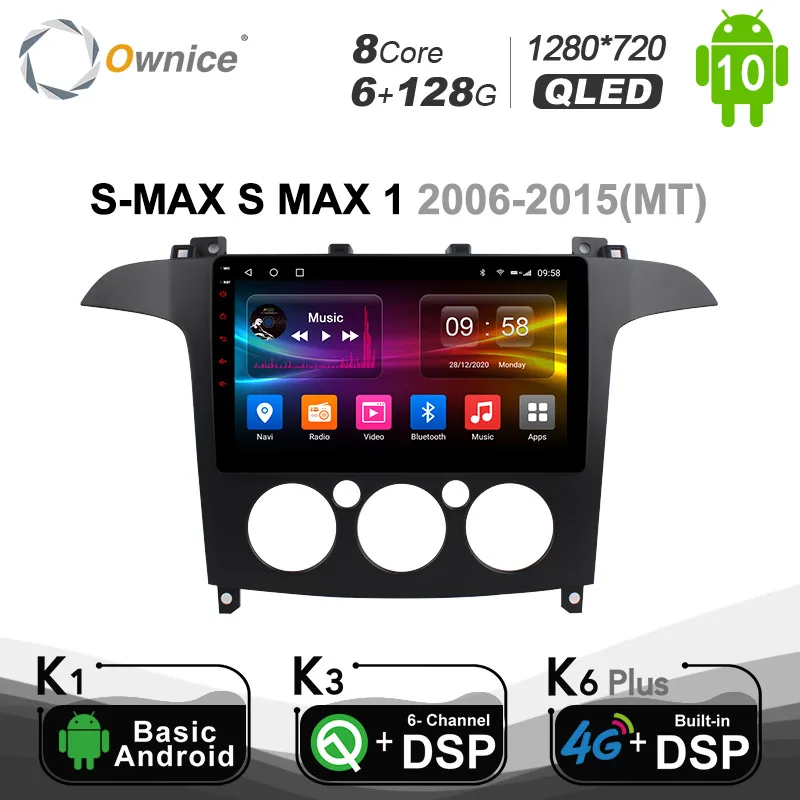 Автомобильное радио 6G + 128G Ownice Android 10 0 DSP 4G LTE SPDIF 2 Din для Ford S MAX 1 2006 2015 восьмиядерный