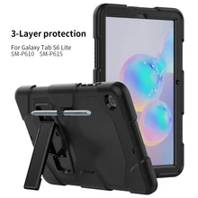 Silicone Protective Case for Samsung Galaxy Tab S6 Lite Case Pencil Holder Folding Stand Tablet Shell for Samsung SM-P610/P615