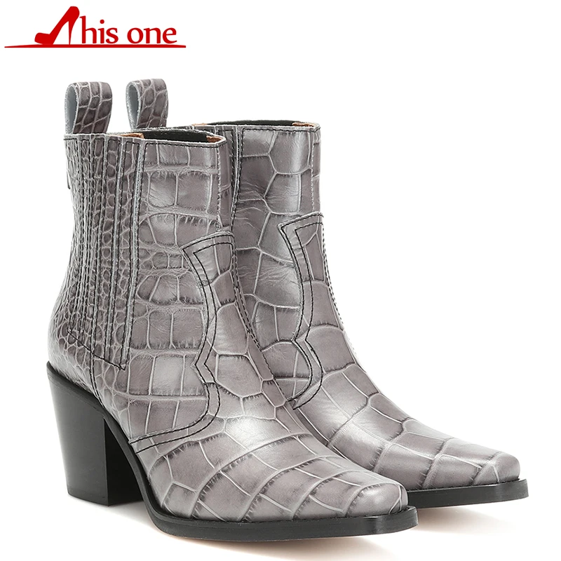 2020 Новые осенне-зимние кожаные полусапожки с круглым носком женская обувь на