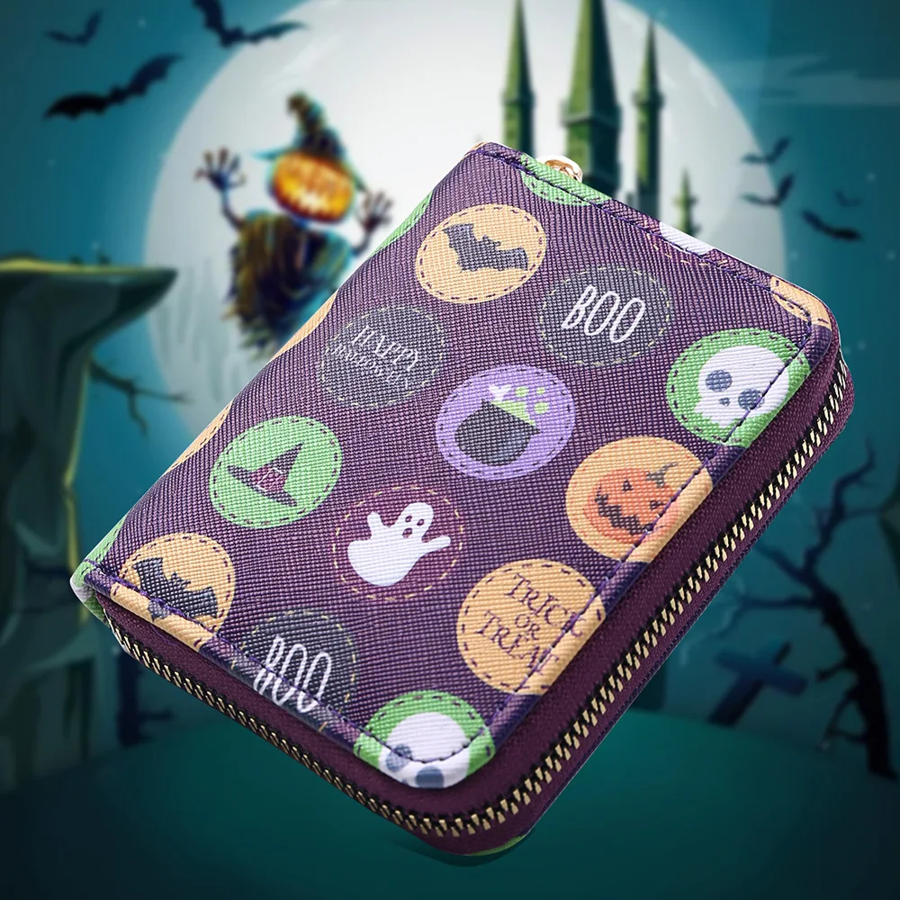 Держатель для карт на Хэллоуин Женский держатель кредитных с тыквой черепом