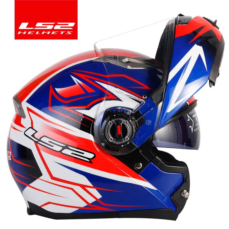 LS2 FF370 флип мото rcycle шлем двойной щит с солнцезащитные очки LS2 модульная двойная линза козырек capacete casco moto вкладыш - Цвет: Blue cavalry