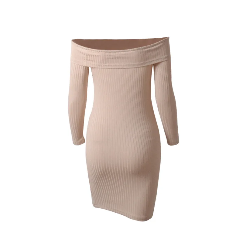 Новые Вязаные платья для беременных женщин Одежда без Плеч Весенняя осенняя