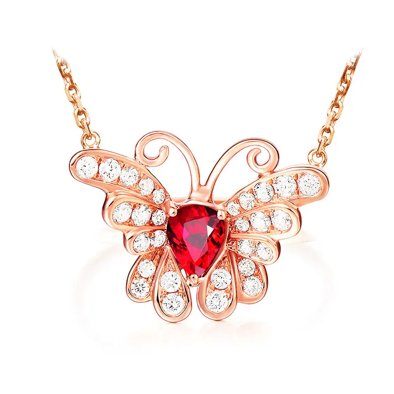 RICKI красный рубин драгоценный камень ожерелье бабочка кулон ожерелья бестселлер