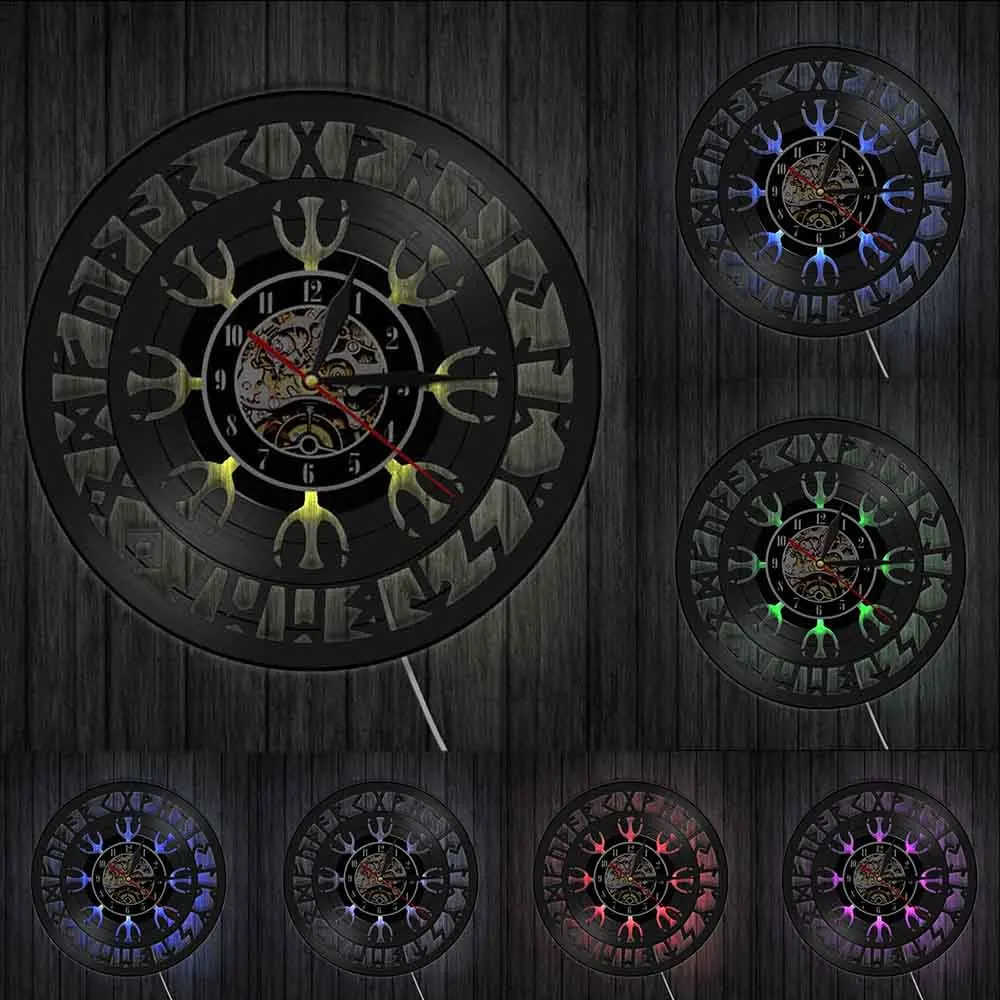 Настенные часы с компасом в стиле викингов винтажные настенные виниловой