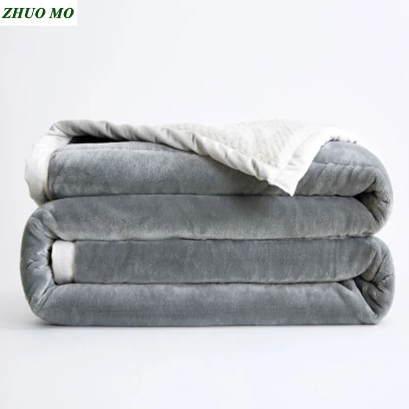 

ZHUO MO 150*200cm Double-layer blankets Warm sheets for beds winter weighted blanket Bedspread Super Soft Throw On Sofa blanket