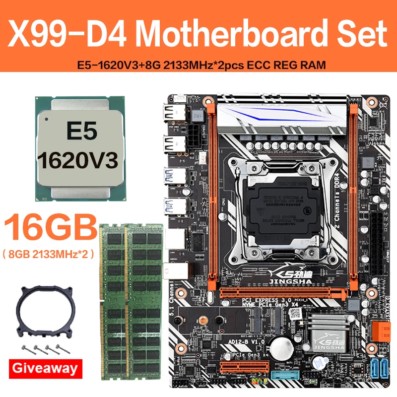 Kaufen Jingsha X99 D4 Mit LGA2011-V3 E5-1620 V3, 2*8GB = 16GB DDR4 2133MHz ECC REG Speicher Kombination M-ATX SATA 3,0 USB 3,0 M.2 SSD
