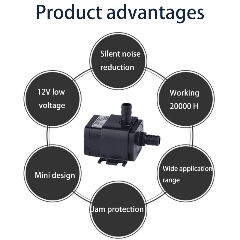 

12 Volt Small Mini Submersible Water Pump for DIY Swamp Cooler PC CPU Water Cooling Fountain Water Fall 63 GPH