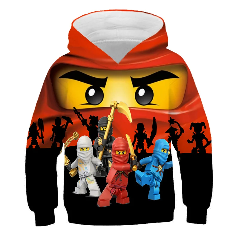 

4-14T Lego Ninjago Children's 3D Super Hooded Sweatshirt Boys and Girls Cartoon Print Clothing Spring Fashion Anime Sweater