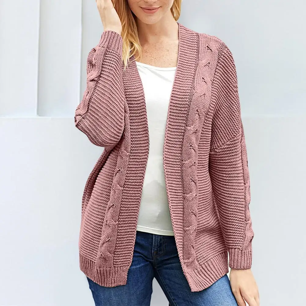 

cardigan sweater crop top Casual Autumn Winter Solid Color Braid Knitted Sweater Jacket Cardigan Women's Clothing Black xl