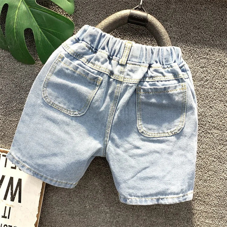 

WLG Boys Shorts Kids Summer Denim Blue Pockets Short Baby Boy Fashion All Match Trousers for 2-6 Years