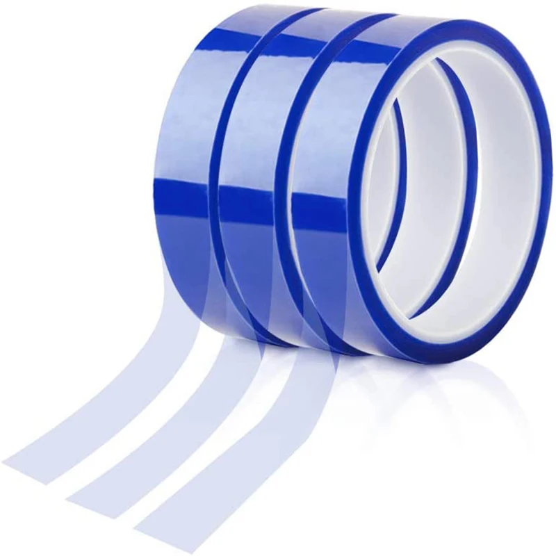 Купи 33M Blue High Temp Tape PET Heat Tape More Sizes Heat Transfer Tape Up to 250℃ (480℉) For Baking Paint Spraying Resistant Tape за 156 рублей в магазине AliExpress