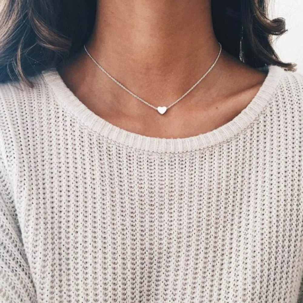 Новое крошечное ожерелье сердца для женщин короткая цепочка в форме подвеска