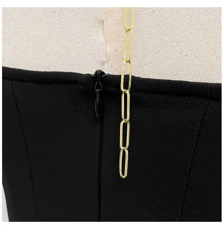 

DEAT 2021 New Spring And Summer Fashion Sweet Temperament Black Sleeveless Slim High Waist Split Long Dress Women SL014